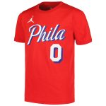 youth philadelphia 76ers tyrese maxey jordan brand red name  number statement t-shirt – Genuine NBA Hats & Jerseys for Fans