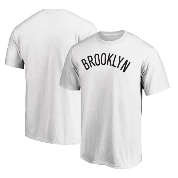 mens brooklyn nets white wordmark alt t-shirt – Genuine NBA Hats & Jerseys for Fans