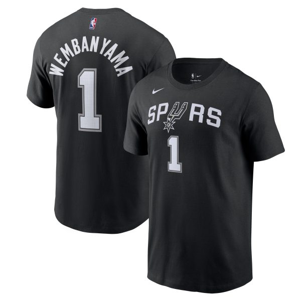 mens san antonio spurs victor wembanyama nike black icon 202223 name  number t-shirt – Genuine NBA Hats & Jerseys for Fans