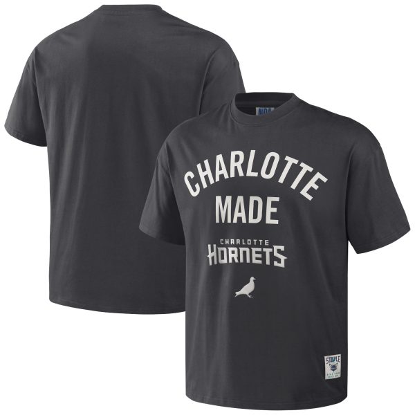 mens charlotte hornets nba x staple anthracite heavyweight oversized t-shirt – Genuine NBA Hats & Jerseys for Fans
