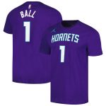 mens charlotte hornets lamelo ball jordan brand purple 202223 statement edition name  number t-shirt – Genuine NBA Hats & Jerseys for Fans
