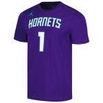 mens charlotte hornets lamelo ball jordan brand purple 202223 statement edition name  number t-shirt – Genuine NBA Hats & Jerseys for Fans