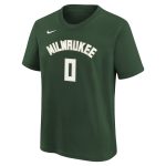 youth milwaukee bucks damian lillard nike hunter green icon name  number t-shirt – Genuine NBA Hats & Jerseys for Fans