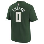 youth milwaukee bucks damian lillard nike hunter green icon name  number t-shirt – Genuine NBA Hats & Jerseys for Fans