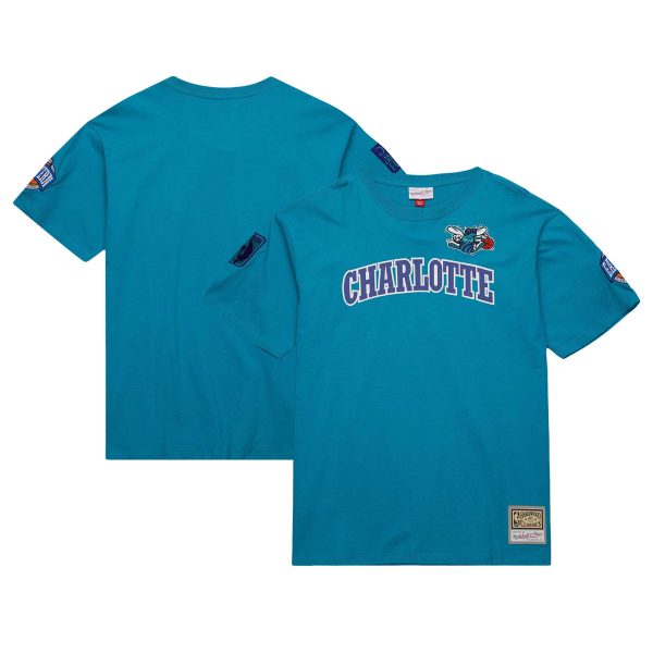 mens charlotte hornets mitchell  ness teal hardwood classics nights premium t-shirt – Genuine NBA Hats & Jerseys for Fans