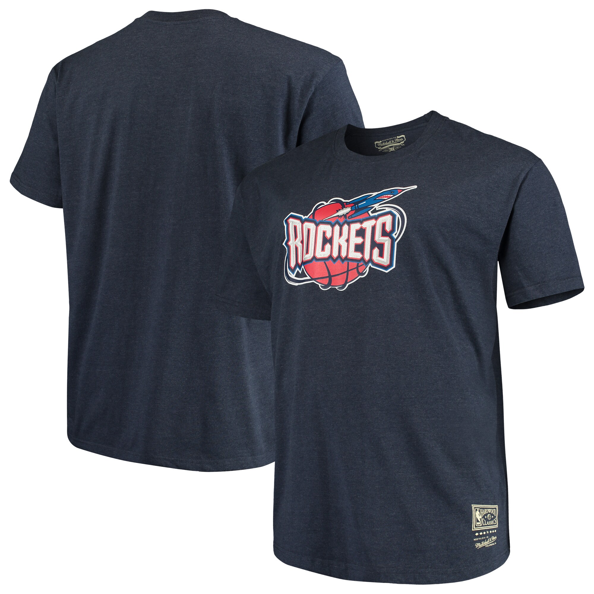 mens houston rockets mitchell  ness navy big  tall hardwood classics vintage logo t-shirt – Genuine NBA Hats & Jerseys for Fans