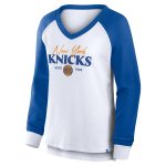 womens new york knicks fanatics white open lane waffle long sleeve v-neck t-shirt – Genuine NBA Hats & Jerseys for Fans