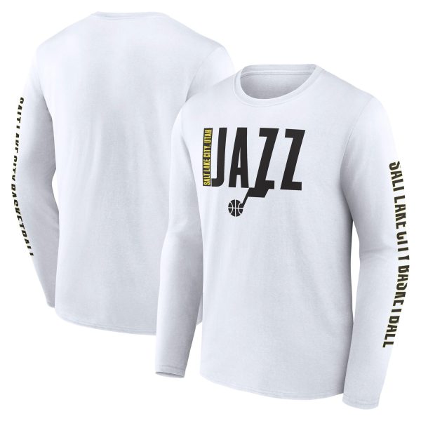 mens utah jazz white vision long sleeve t-shirt – Genuine NBA Hats & Jerseys for Fans