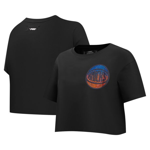 womens new york knicks pro standard black jewels boxy cropped t-shirt – Genuine NBA Hats & Jerseys for Fans