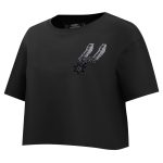 womens san antonio spurs pro standard black jewels boxy cropped t-shirt – Genuine NBA Hats & Jerseys for Fans