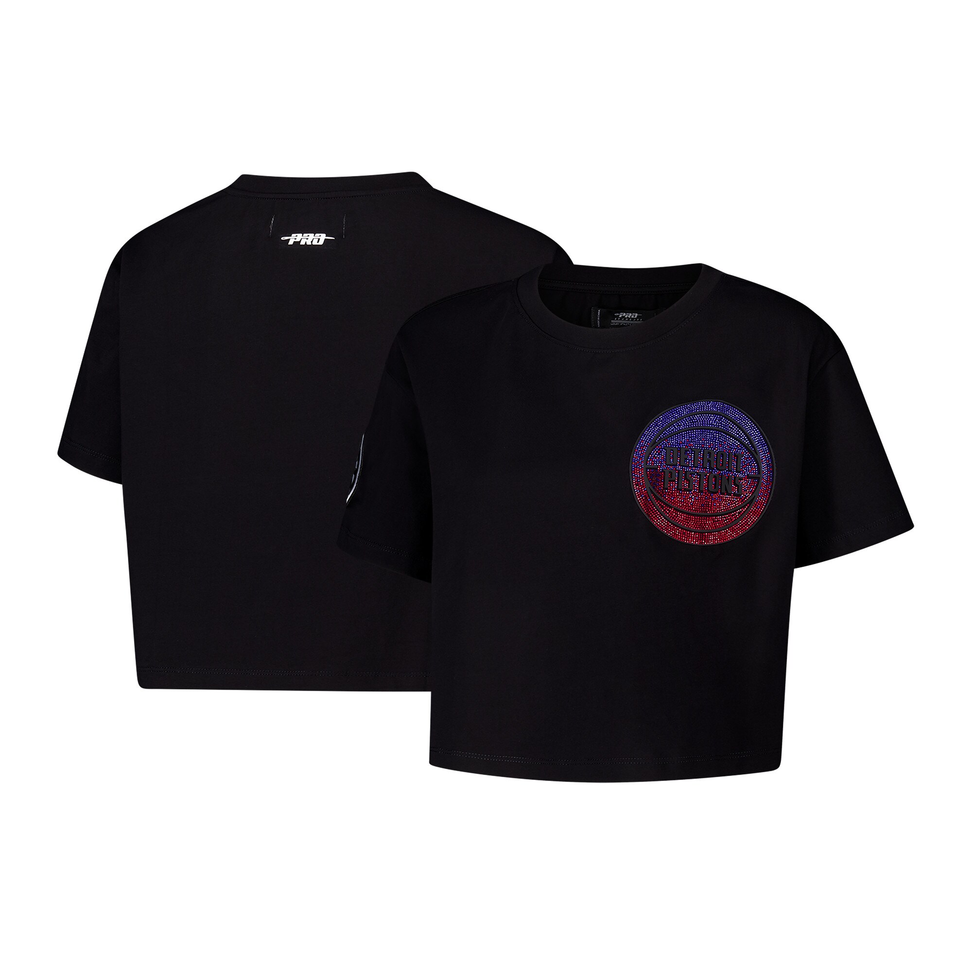 womens detroit pistons pro standard black jewels boxy cropped t-shirt – Genuine NBA Hats & Jerseys for Fans