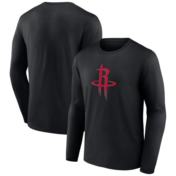 mens houston rockets black primary logo long sleeve t-shirt – Genuine NBA Hats & Jerseys for Fans