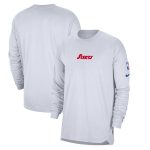 mens philadelphia 76ers nike white 202425 city edition authentic pregame performance long sleeve shooting t-shirt – Genuine NBA Hats & Jerseys for Fans