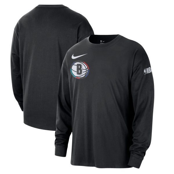 mens brooklyn nets nike black 202425 city edition courtside max90 heavyweight long sleeve t-shirt – Genuine NBA Hats & Jerseys for Fans