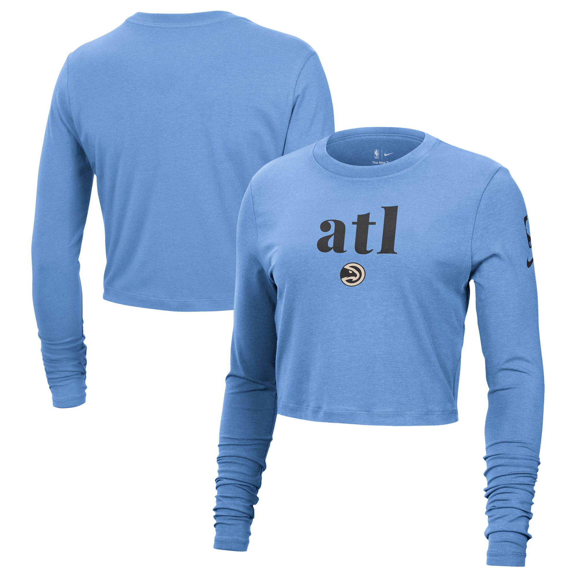 womens atlanta hawks nike light blue 202425 city edition essential logo slim fit long sleeve cropped t-shirt – Genuine NBA Hats & Jerseys for Fans