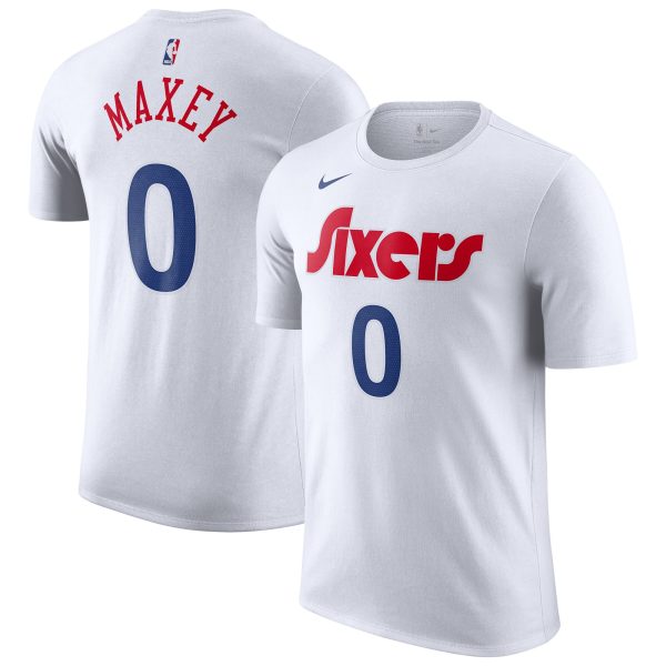 mens philadelphia 76ers tyrese maxey nike white 202425 city edition name  number t-shirt – Genuine NBA Hats & Jerseys for Fans