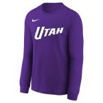 youth utah jazz nike purple 202425 city edition wordmark performance long sleeve t-shirt – Genuine NBA Hats & Jerseys for Fans