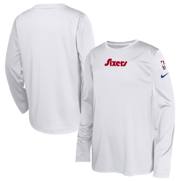 youth philadelphia 76ers nike white 202425 city edition pregame performance long sleeve shooting t-shirt – Genuine NBA Hats & Jerseys for Fans