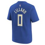 youth milwaukee bucks damian lillard nike royal 202425 city edition name  number t-shirt – Genuine NBA Hats & Jerseys for Fans