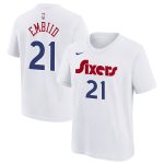 youth philadelphia 76ers joel embiid nike white 202425 city edition name  number t-shirt – Genuine NBA Hats & Jerseys for Fans