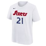 youth philadelphia 76ers joel embiid nike white 202425 city edition name  number t-shirt – Genuine NBA Hats & Jerseys for Fans