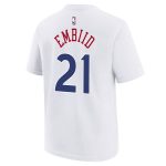 youth philadelphia 76ers joel embiid nike white 202425 city edition name  number t-shirt – Genuine NBA Hats & Jerseys for Fans