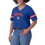 womens philadelphia 76ers wear by erin andrews royal plus size color block boxy v-neck t-shirt – Genuine NBA Hats & Jerseys for Fans