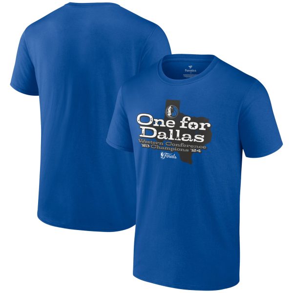 mens dallas mavericks fanatics blue 2024 western conference champions layup drill t-shirt – Genuine NBA Hats & Jerseys for Fans