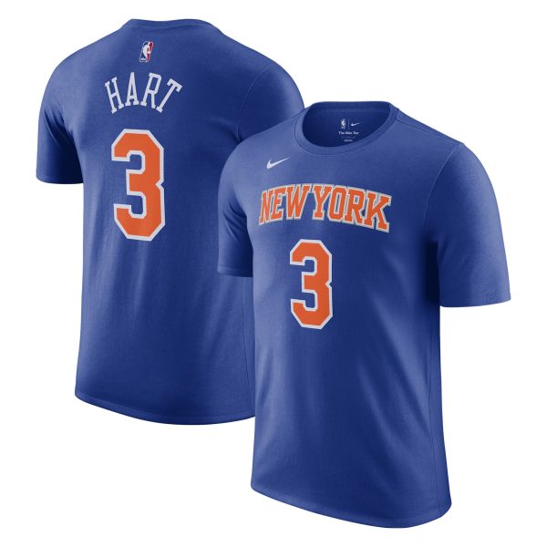 mens new york knicks josh hart nike blue icon edition name  number t-shirt – Genuine NBA Hats & Jerseys for Fans
