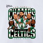 mens boston celtics fanatics white 2024 nba finals champions pull up jumper caricature t-shirt – Genuine NBA Hats & Jerseys for Fans