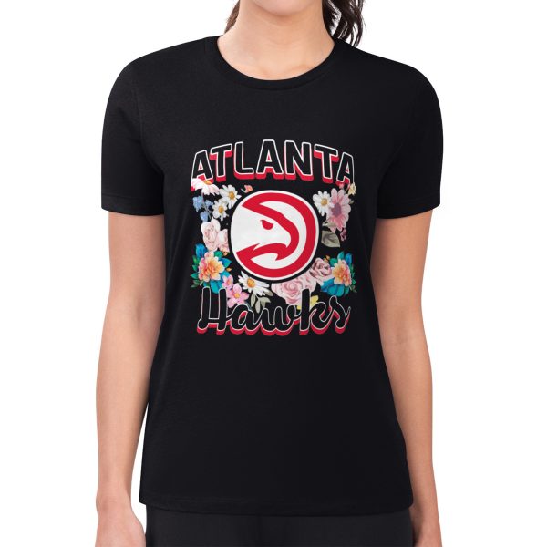 womens atlanta hawks g-iii 4her by carl banks black flowers team logo graphic fitted t-shirt – Genuine NBA Hats & Jerseys for Fans