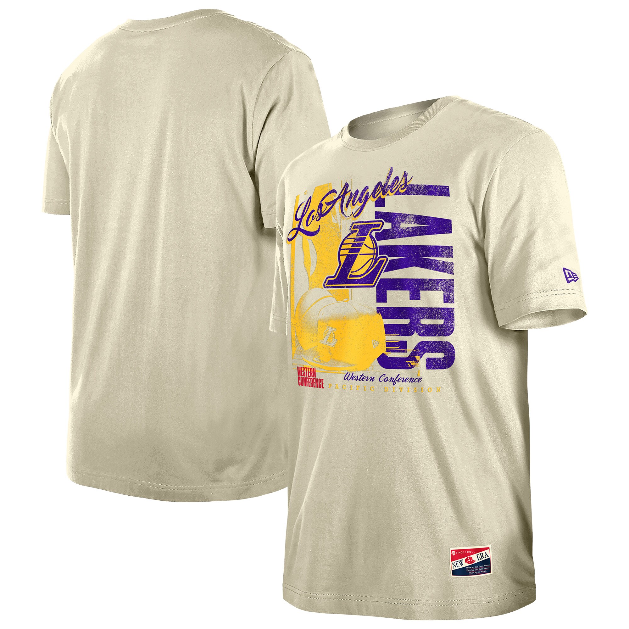 mens los angeles lakers new era cream distressed throwback vintage color pack t-shirt – Genuine NBA Hats & Jerseys for Fans