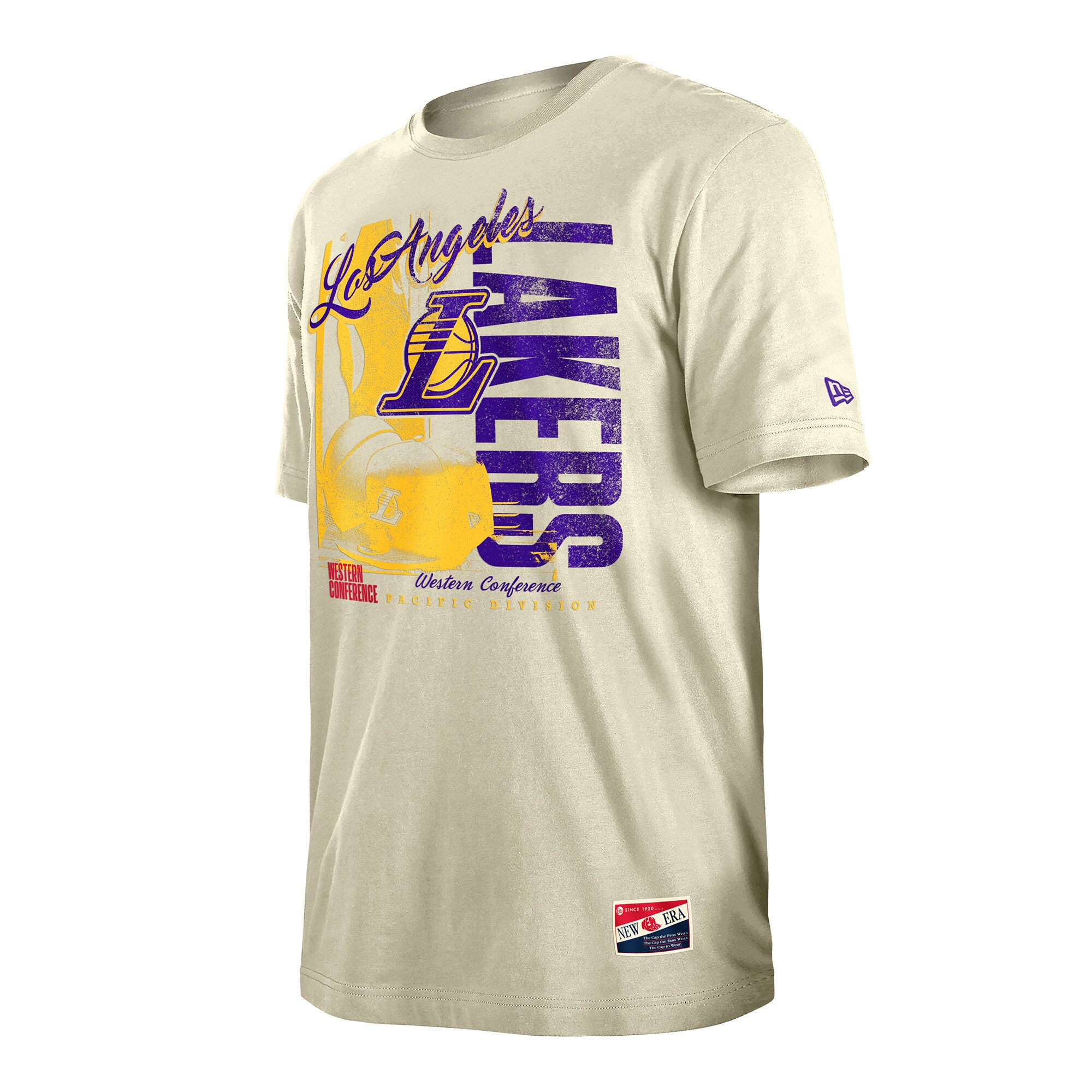 mens los angeles lakers new era cream distressed throwback vintage color pack t-shirt – Genuine NBA Hats & Jerseys for Fans