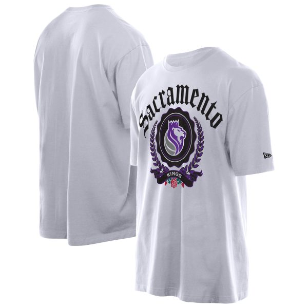 mens sacramento kings new era white throwback prep oversized t-shirt – Genuine NBA Hats & Jerseys for Fans