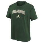 youth milwaukee bucks jordan brand hunter green essential cities t-shirt – Genuine NBA Hats & Jerseys for Fans