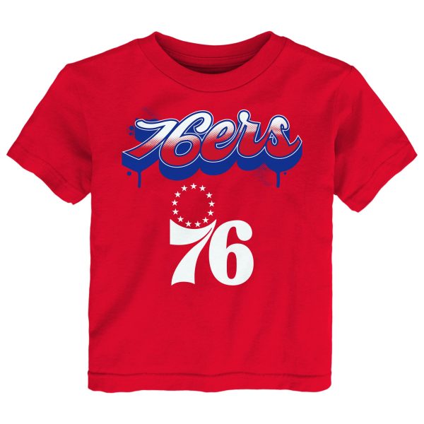 youth philadelphia 76ers red bubbly script t-shirt – Genuine NBA Hats & Jerseys for Fans
