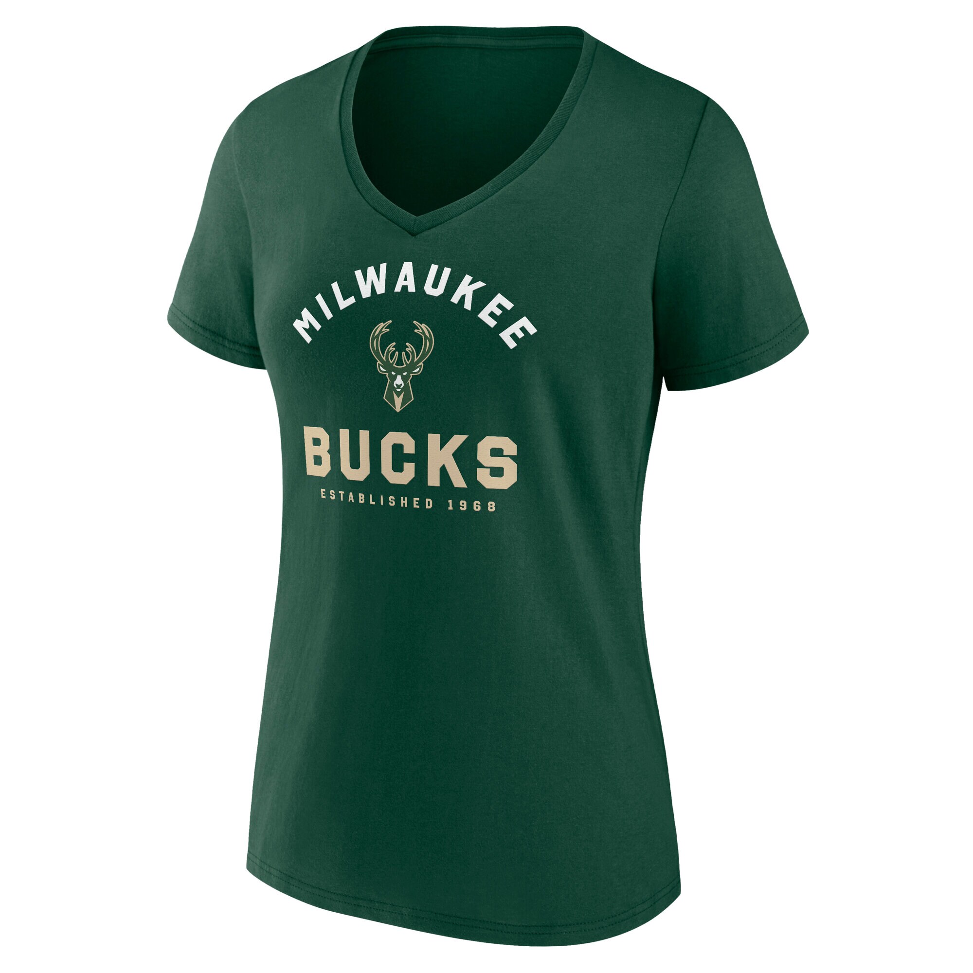 womens milwaukee bucks hunter green unrivaled v-neck t-shirt – Genuine NBA Hats & Jerseys for Fans
