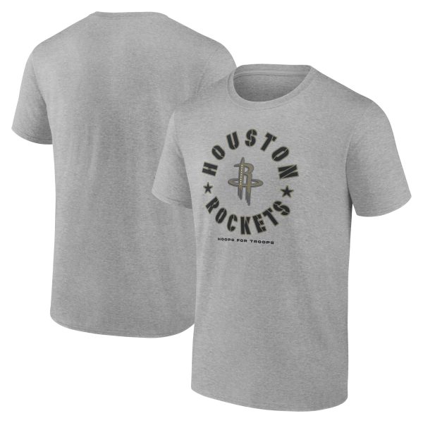 mens houston rockets heather gray hoops for troops t-shirt – Genuine NBA Hats & Jerseys for Fans