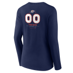 womens oklahoma city thunder navy personalized name  number midfielder long sleeve v-neck t-shirt – Genuine NBA Hats & Jerseys for Fans