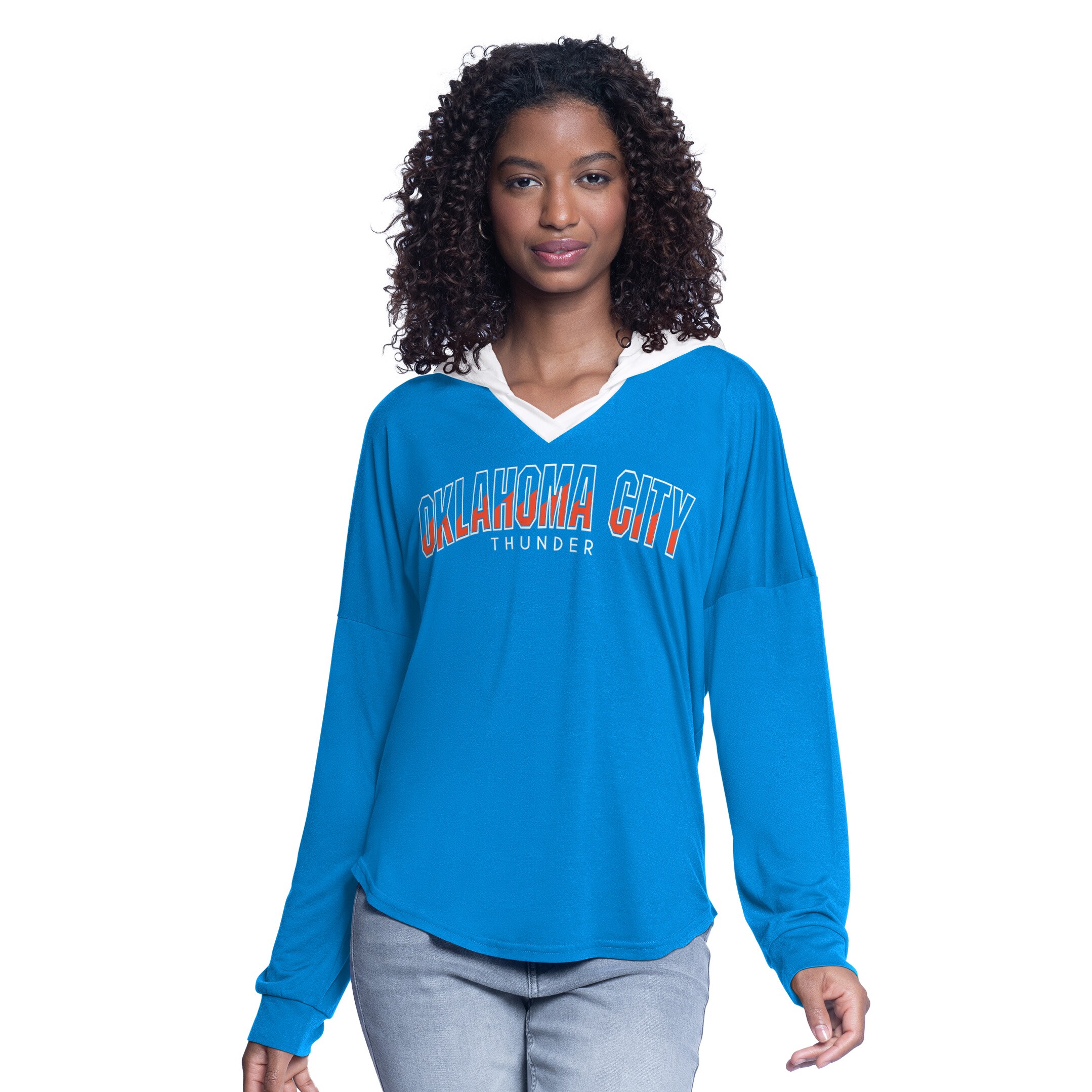 womens oklahoma city thunder g-iii 4her by carl banks blue bench player oversized long sleeve hooded top – Genuine NBA Hats & Jerseys for Fans