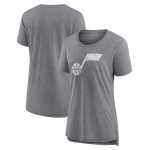 womens utah jazz gray distressed logo tri-blend t-shirt – Genuine NBA Hats & Jerseys for Fans