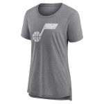 womens utah jazz gray distressed logo tri-blend t-shirt – Genuine NBA Hats & Jerseys for Fans