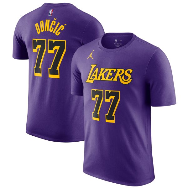 mens los angeles lakers luka dončić jordan brand purple statement edition name  number t-shirt – Genuine NBA Hats & Jerseys for Fans