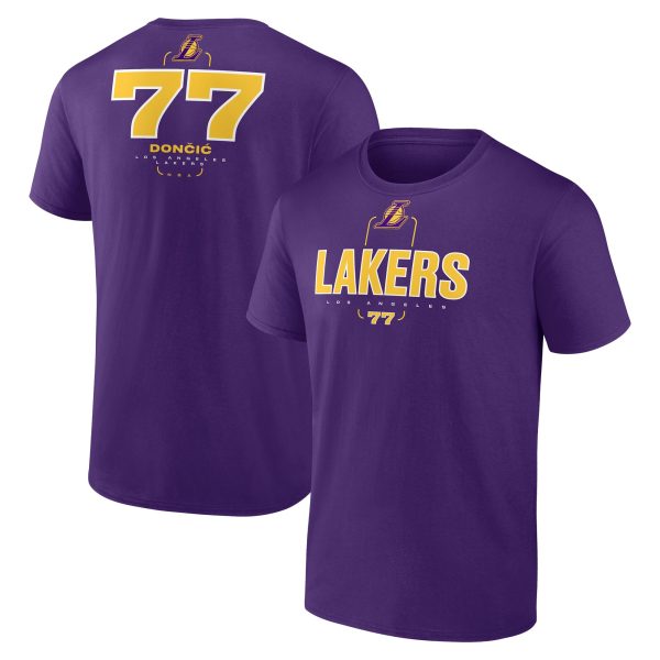 mens los angeles lakers luka dončić purple behind the back name  number t-shirt – Genuine NBA Hats & Jerseys for Fans