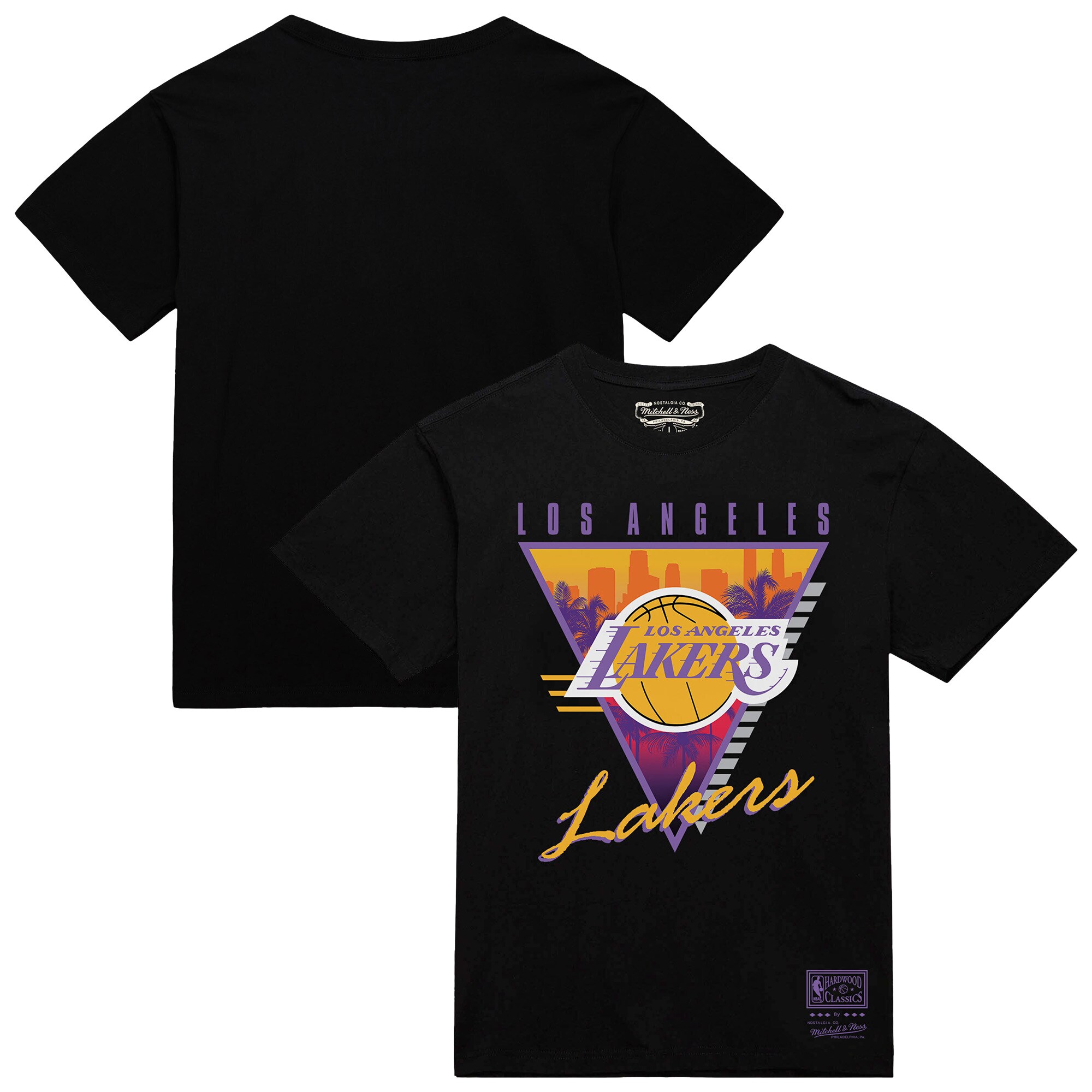 mens los angeles lakers mitchell  ness black worldwide collection tri-logo t-shirt – Genuine NBA Hats & Jerseys for Fans