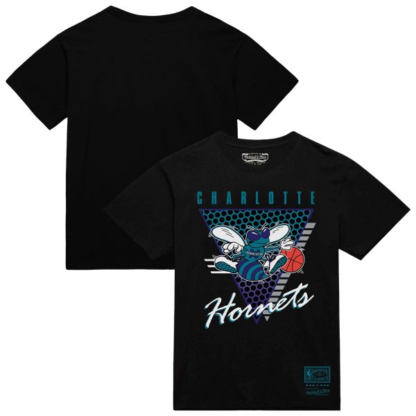 mens charlotte hornets mitchell  ness black worldwide collection tri-logo t-shirt – Genuine NBA Hats & Jerseys for Fans