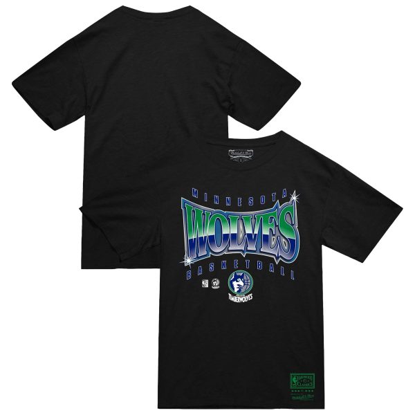 mens minnesota timberwolves mitchell  ness black worldwide collection glow up t-shirt – Genuine NBA Hats & Jerseys for Fans