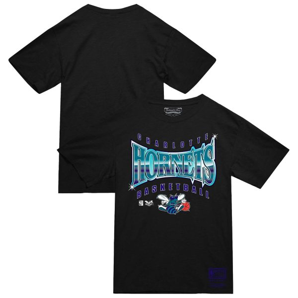 mens charlotte hornets mitchell  ness black worldwide collection glow up t-shirt – Genuine NBA Hats & Jerseys for Fans