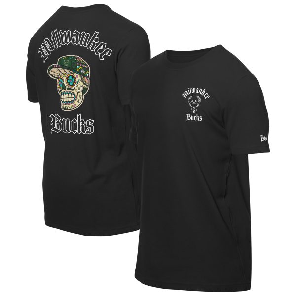 mens milwaukee bucks new era black sugar skulls t-shirt – Genuine NBA Hats & Jerseys for Fans