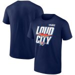 mens oklahoma city thunder navy 2025 nba playoffs loud city slogan t-shirt – Genuine NBA Hats & Jerseys for Fans